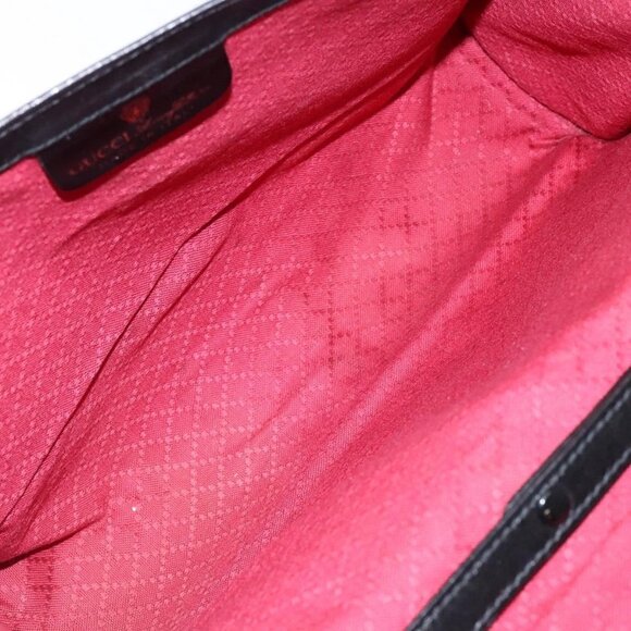 GUCCI Web Sherry Line GG Canvas Shoulder Bag Black Gold 37 04 3657 Auth 133392 - Picture 12 of 16